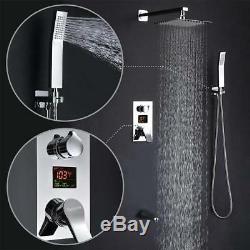 10Chrome Ultra-thin Rain Bath Tub Shower System WithLED Temperature Display Valve