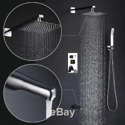 10Chrome Ultra-thin Rain Bath Tub Shower System WithLED Temperature Display Valve