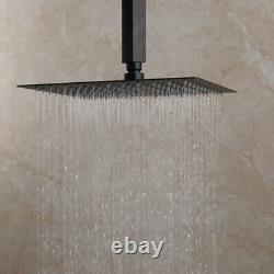10Shower Faucet Set Matte Black Square Rain Shower Head Waterfall Tub Mixer Tap