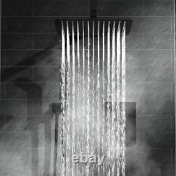 12 Ceiling Matte Black Shower Faucet System Bathroom Luxury Rain Mixing Shower