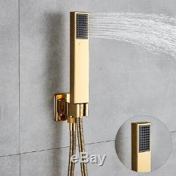 12-inch Rainfall Gold Finish Shower Faucet Set Shower Head Tub Spout Mixer Tap