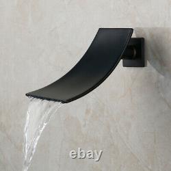 16'' Black Bathroom Shower Faucet Set Square Rain Head Hand Spray Tub Mixer Tap