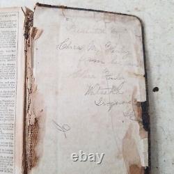 1800s KJV Holy Bible signed from watseka iroquois to clara Henley tub5