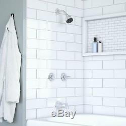 2 Handle 1 Spray Bath Tub Shower Faucet Set Chrome With Valve Bathroom Fixtures