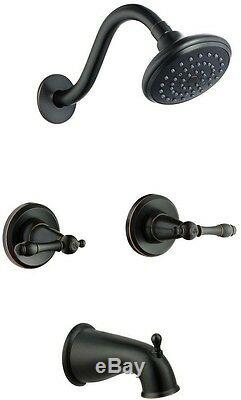 2 Handle 1 Spray Setting Bath Tub Spout Shower Head Faucet Oil Rubbed Bronze NEW