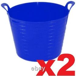 2 x Blue 42L 42Litre Large Flexi Tub Garden Flexible Storage Colour Bucket