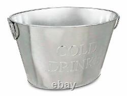 24l Galvanised Steel Oval Beer Bucket Ice Cooler Party Tub Beverage Drink Cool
