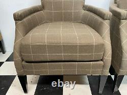 2x Decca modern tub chair armchairs check wool four seasons park lane delivery