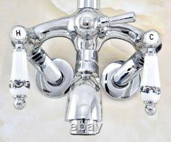 3-3/8 Chrome Wall Mount Clawfoot Bathroom Tub Faucet Hand Shower Mixer Tap