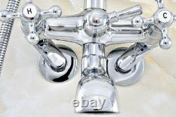 3-3/8 Tub Mount Chrome Clawfoot Bathtub Faucet With Hose & Spray
