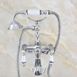 3-3/8 Tub Mount Clawfoot Tub Faucet With Hose & Spray Polished Chrome
