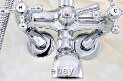 3-3/8 Tub Mount Clawfoot Tub Faucet With Hose & Spray Polished Chrome eqg416