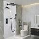 3-function Concealed Shower System Black Tub Spout Lcd Shower Faucet Waterfall