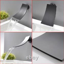 3-Function Concealed Shower System Black Tub Spout LCD Shower Faucet waterfall