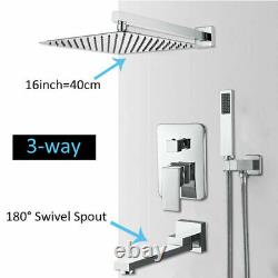 3-Way Conceal Shower Set Mixer Valve 16Head Handheld Spray Bathtub Spout Chrome