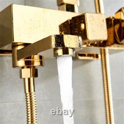 3 Way Gold Brass Shower Set Mixer Tap Rainfall Shower System Wall Mount Tub Tap