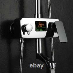 3 Way Rainfall Shower Mixer Tap Set With LCD Digital Display System Tub Spout UK