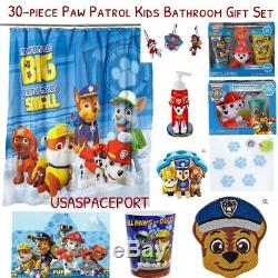 30pc Complete PAW PATROL BATH SET Shower Curtain+Hooks+Tub Mat+Kids GIFT BUNDLE