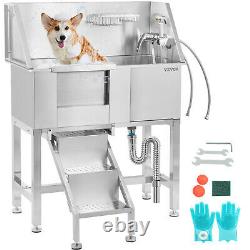 34 Dog Bath Tub Pet Dog Cat Washing Station Grooming Bath Tub Stainless Steel
