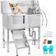 34 Dog Bath Tub Pet Dog Cat Washing Station Grooming Bath Tub Stainless Steel