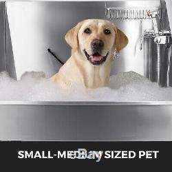 38 Stainless Steel Pet Dog Grooming Bath Tub WithFaucet Heavy Duty Waterproof