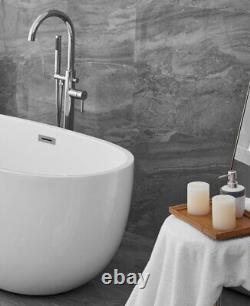 54 x 29 Freestanding White Fiber Glass Bathtub Stone Soaking Tub BT10754GW