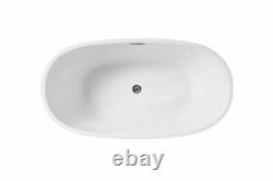 54 x 29 Freestanding White Fiber Glass Bathtub Stone Soaking Tub BT10754GW