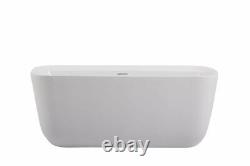 59 x 29.5 Freestanding White Fiber Glass Bathtub Stone Soaking Tub BT10559GW