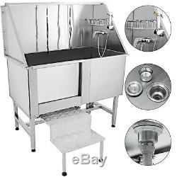 62'' Pet Grooming Bath Tub Large Dog Dog Cat Bathing Silver Stainless Steel