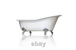 67 Antique Inspired Cast Iron Porcelain Clawfoot Bathtub 5.5' Flat Rim Slipper