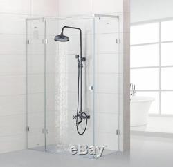 8 Oil Rubbed Bronze Bath Rain Shower Faucet Tub Mixer Tap 2 Handles Hand Shower