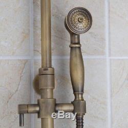 8'Wall Mount Antique Brass Bathroom Rainfall Shower Faucet Bathtub Mixer Tap Set