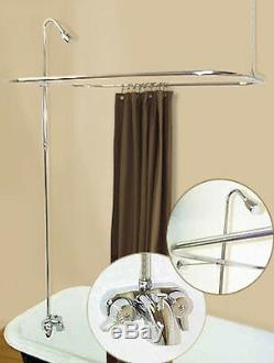 ADD-A-SHOWER WithCURTAIN BAR FOR CLAWFOOT TUB ON LEGS WithHEAVY METAL FAUCET