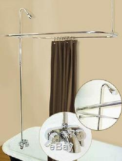 ADD ON SHOWER WithCURTAIN BAR FOR CLAWFOOT TUB ON LEGS WITH HEAVY DUTY FAUCET