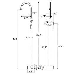 AKDY Hand Shower & 1-Handle Freestanding Brush Nickel Floor Mount Tub Faucet