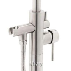 AKDY Hand Shower & 1-Handle Freestanding Brush Nickel Floor Mount Tub Faucet