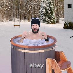 ALEKO Cold Therapy 1 Person Ice Bath Plunge 33.5 x 31.5 Red Cedar Tub