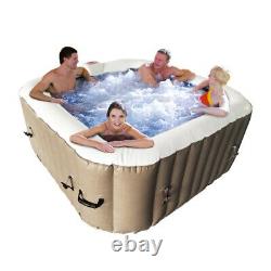 ALEKO Square Inflatable Portable Hot Tub Personal Spa, 4 Person 160 Gallon Brown
