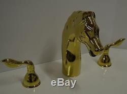 AllBrass Horse Tub Faucet Bathroom Roman Widespread PVD Gold Brass Basin Animal