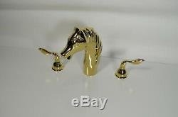AllBrass Horse Tub Faucet Bathroom Roman Widespread PVD Gold Brass Basin Animal