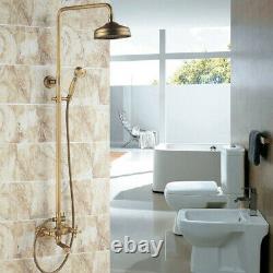 Antique Brass 8 Rainfall Bathroom Rain Shower Set with Wall Bath Tub Tap 2rs046