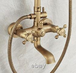Antique Brass 8 Rainfall Bathroom Rain Shower Set with Wall Bath Tub Tap 2rs046