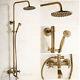 Antique Brass Bathroom 8 Rain Shower Tap Shower Mixer Faucet Valve Withtub Spout