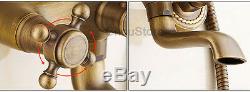 Antique Brass Bathroom 8 Rain Shower Tap Shower Mixer Faucet Valve WithTub Spout