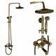 Antique Brass Bathroom Outdoor Wall Mounted Bathtub Shower Faucet Set With Hand