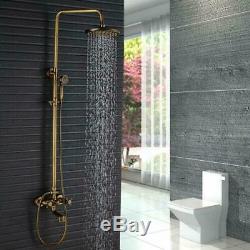 Antique Brass Bathroom Outdoor Wall Mounted Bathtub Shower Faucet Set with Hand