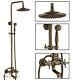 Antique Brass Bathroom Rain Shower Set Faucet With Tub Spout Wall Mounted Mixer