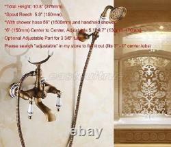 Antique Brass Clawfoot Bath Tub Faucet withHand Shower Wall Mount Mixer Tap etf308