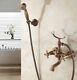 Antique Brass Clawfoot Bath Tub Mixer Tap Faucet With Handheld Shower Ptf155