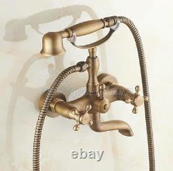 Antique Brass Clawfoot Bath Tub Mixer Tap Faucet with Handheld Shower Ptf155